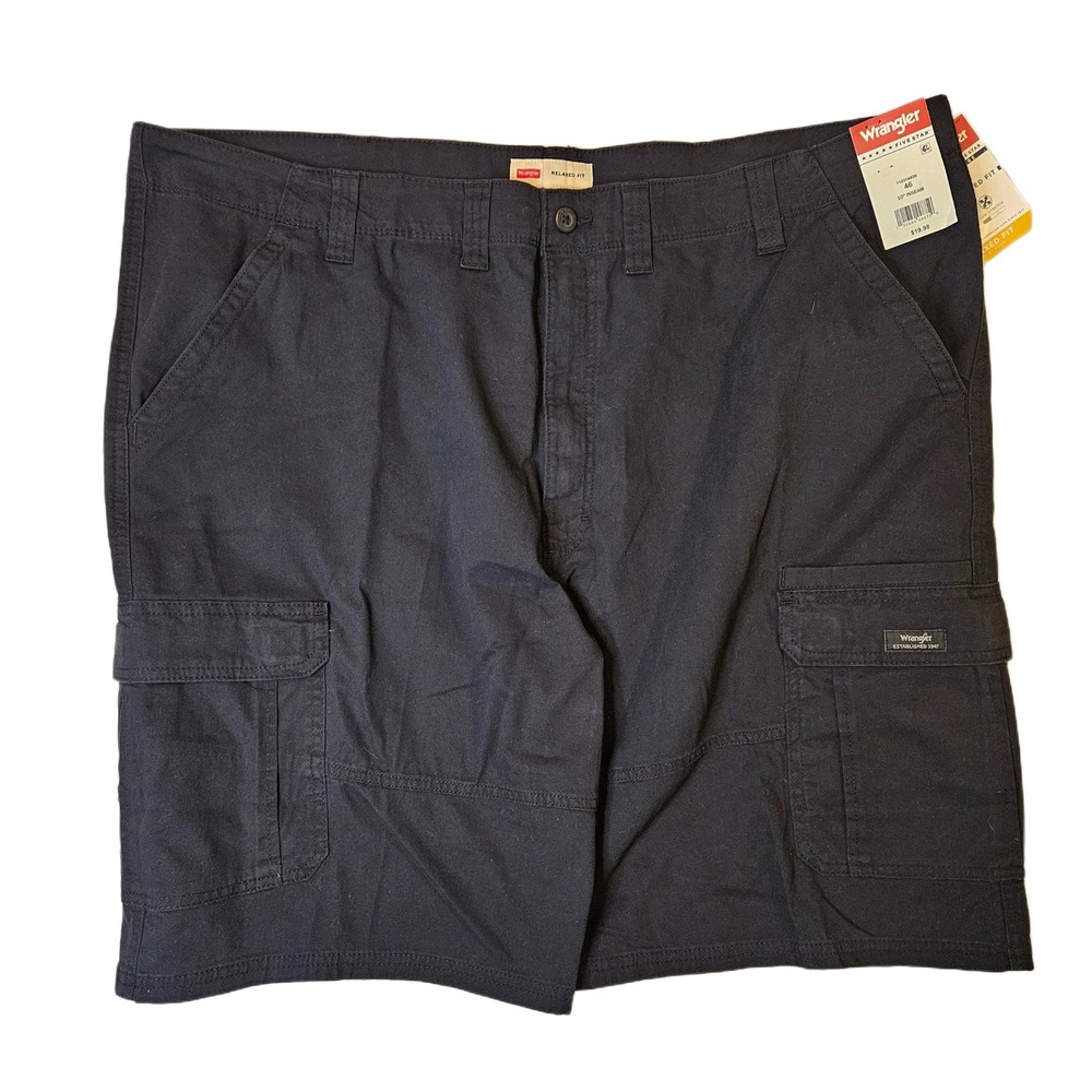 Wrangler Size 46 Relaxed Fit Black Cargo‎ Shorts NWT